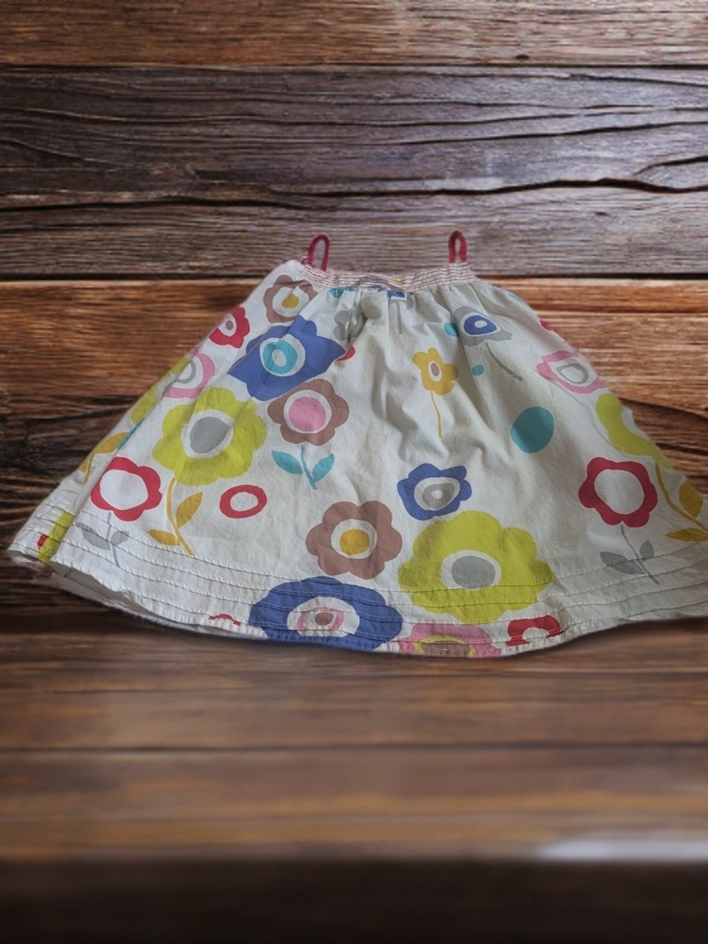 Mini Boden Cream Dress with Multicolor Floral Print Size 2/3 Years